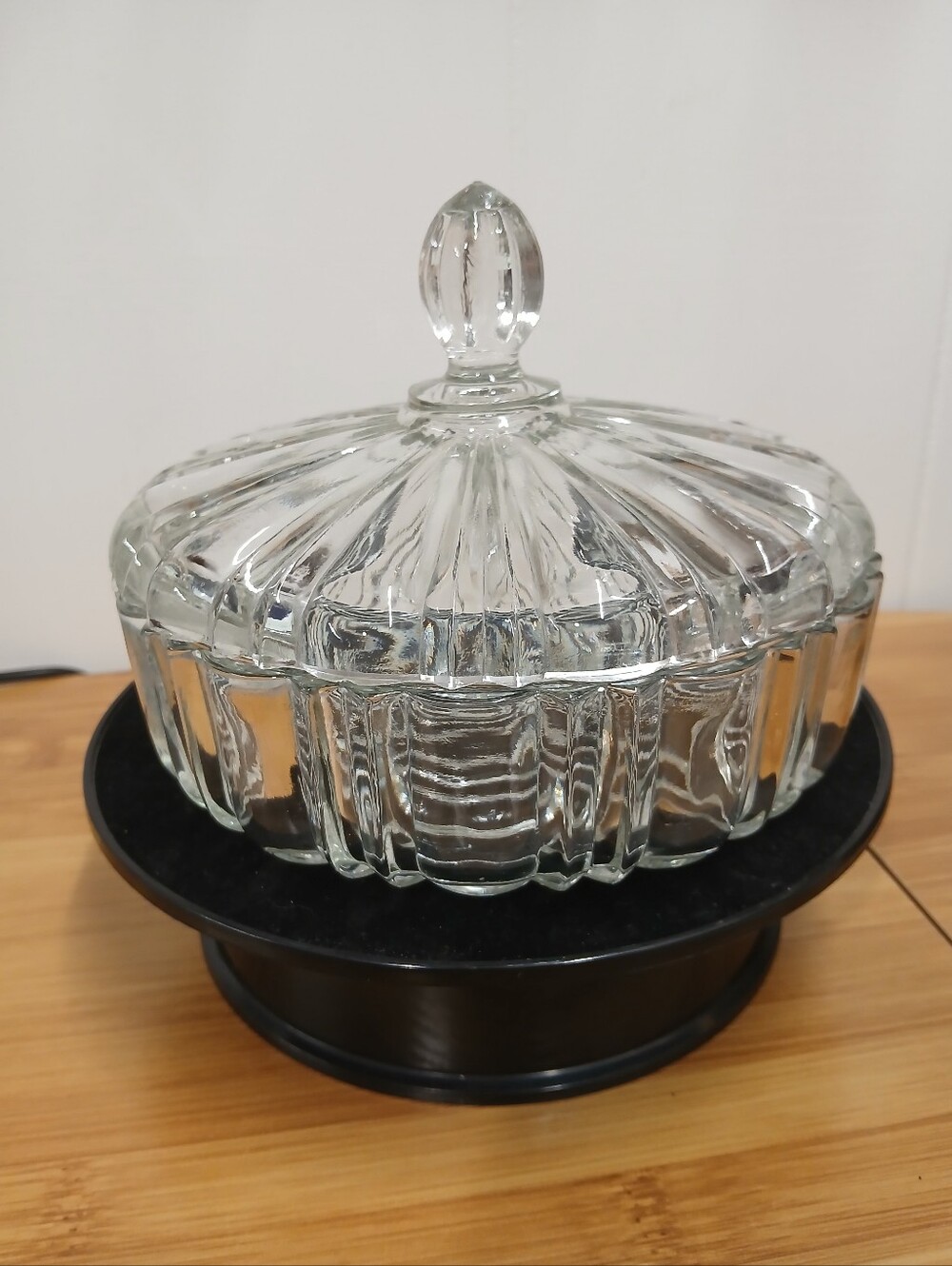 Vtg Anchor Hocking Clear Glass Covered Candy Dish with Lid OLD CAFE Pattern